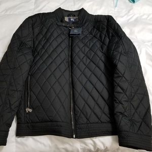 Hart Schafner & Marx Black quilted moto jacket